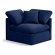 Bowery Hill Contemporary Durable Velvet Corner Chair in Navy