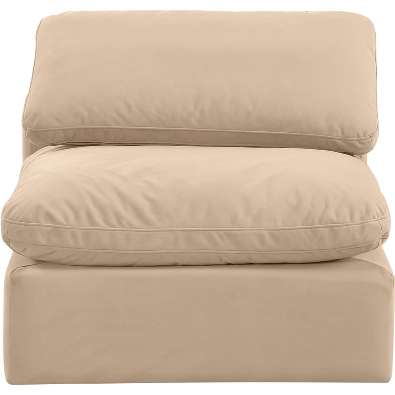 Bowery Hill Contemporary Durable Velvet Armless Chair in Beige