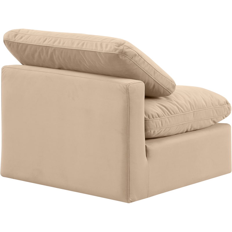 Bowery Hill Contemporary Durable Velvet Armless Chair in Beige