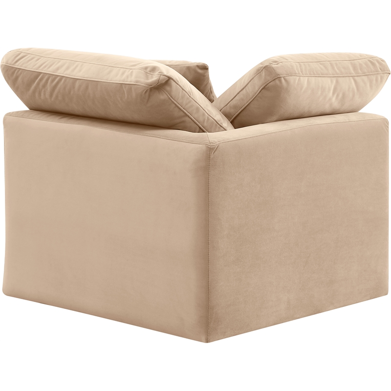 Bowery Hill Contemporary Durable Velvet Corner Chair in Beige