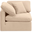 Bowery Hill Contemporary Durable Velvet Corner Chair in Beige