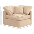 Bowery Hill Contemporary Durable Velvet Corner Chair in Beige