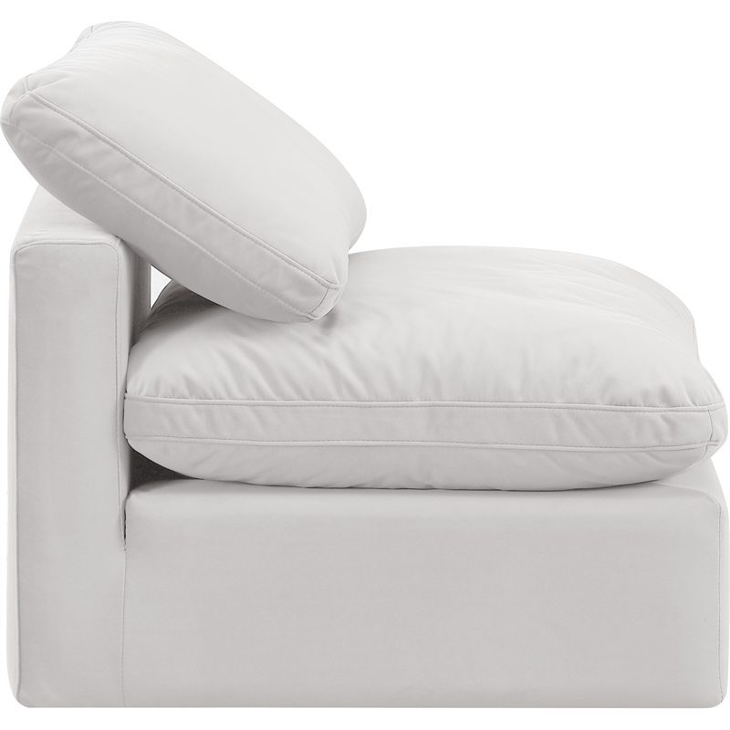 Bowery Hill Contemporary Durable Velvet Armless Chair in Cream