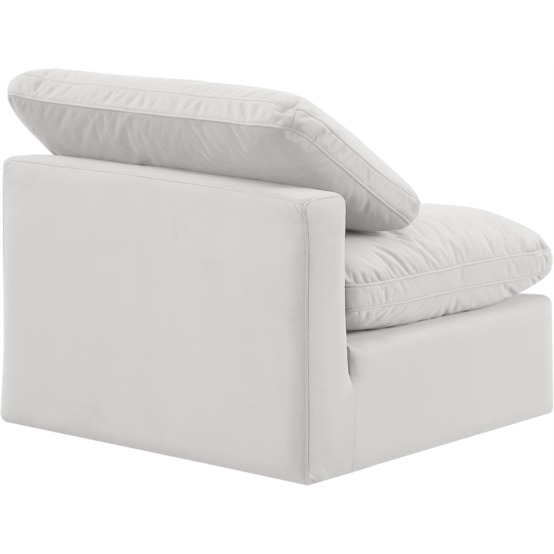 Bowery Hill Contemporary Durable Velvet Armless Chair in Cream