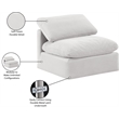 Bowery Hill Contemporary Durable Velvet Armless Chair in Cream