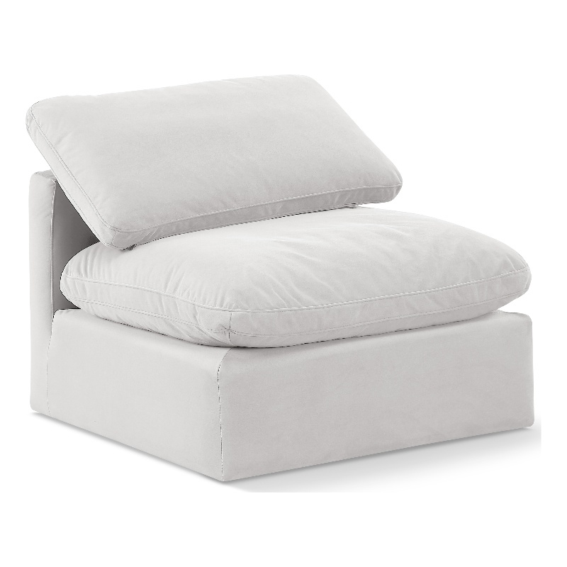 Bowery Hill Contemporary Durable Velvet Armless Chair in Cream