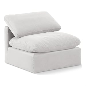 Bowery Hill Contemporary Durable Velvet Armless Chair in Cream