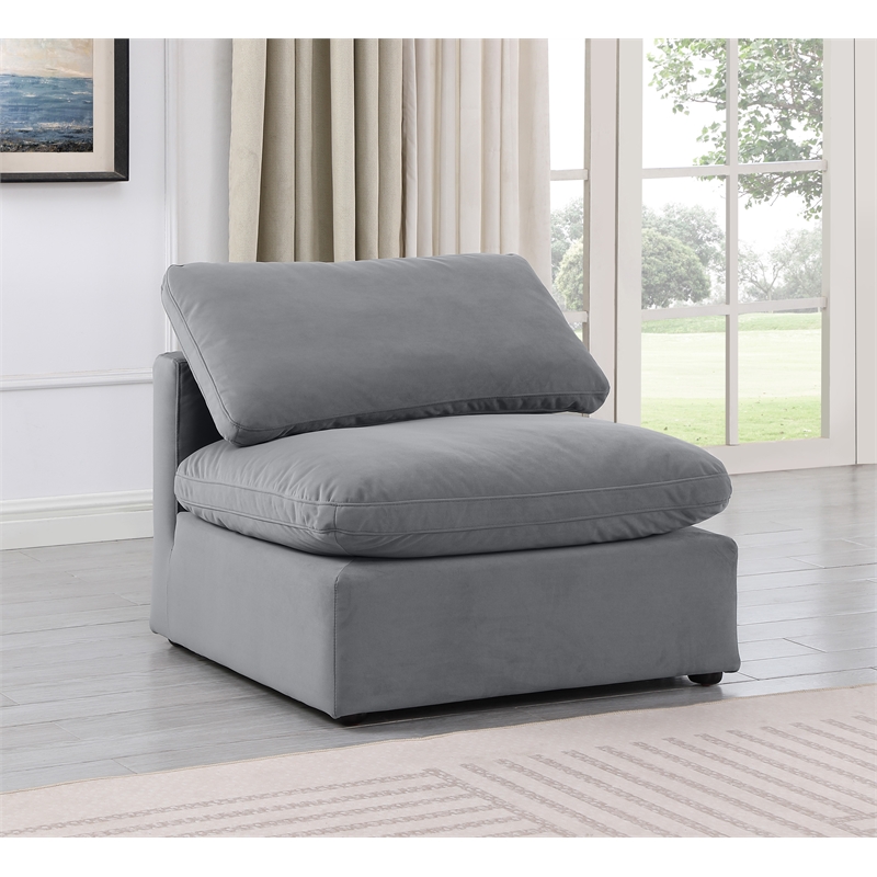 Bowery Hill Contemporary Durable Velvet Armless Chair in Gray