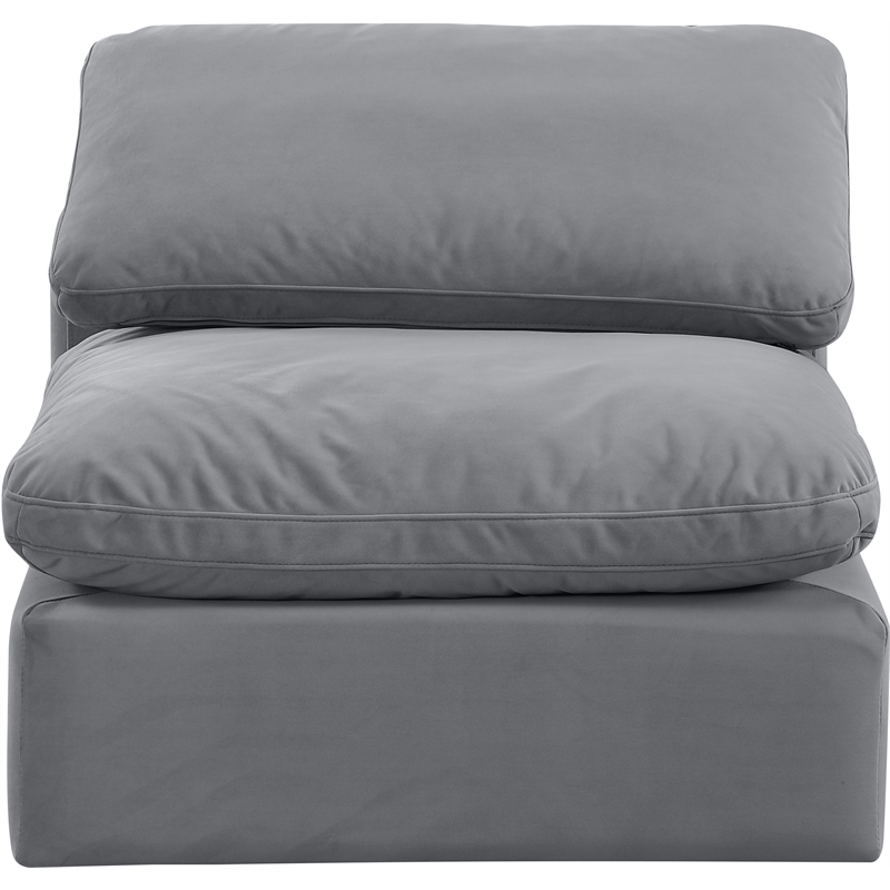 Bowery Hill Contemporary Durable Velvet Armless Chair in Gray
