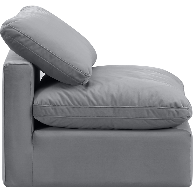 Bowery Hill Contemporary Durable Velvet Armless Chair in Gray