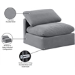 Bowery Hill Contemporary Durable Velvet Armless Chair in Gray