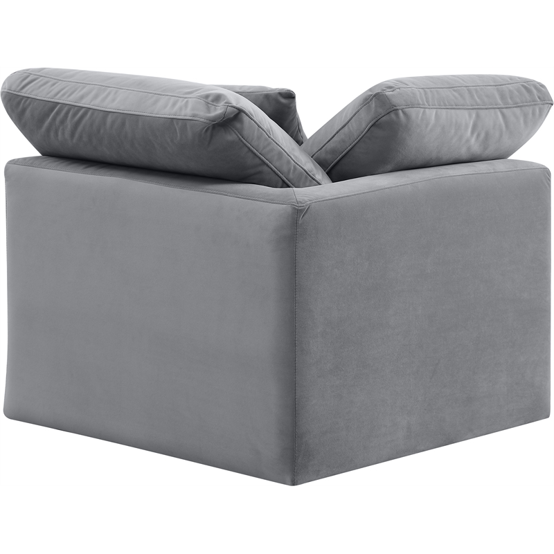 Bowery Hill Contemporary Durable Velvet Corner Chair in Gray