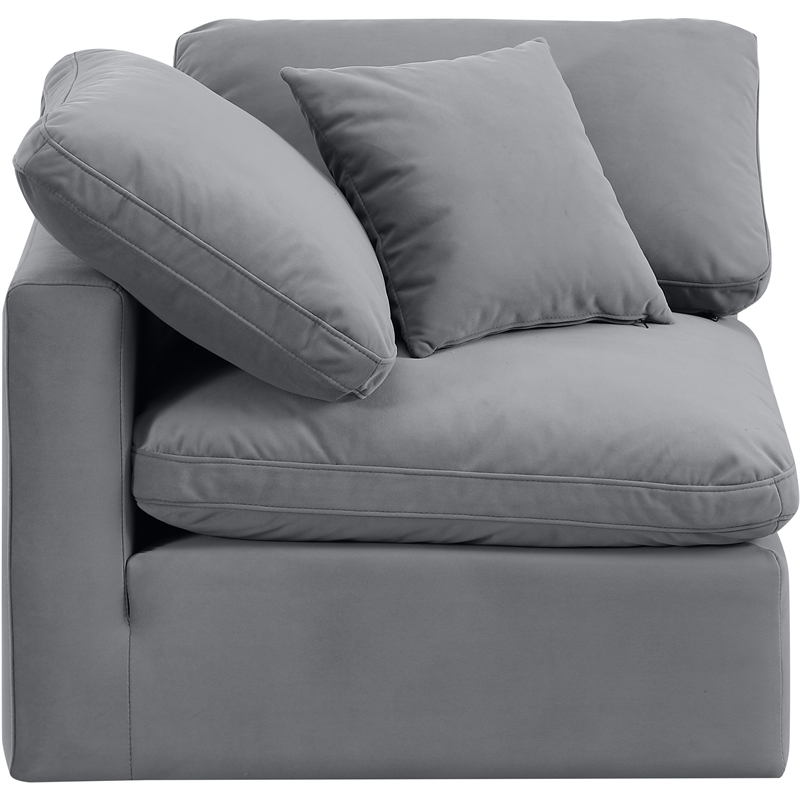 Bowery Hill Contemporary Durable Velvet Corner Chair in Gray