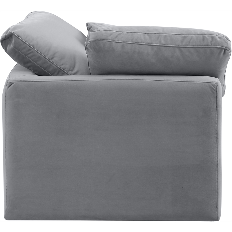 Bowery Hill Contemporary Durable Velvet Corner Chair in Gray