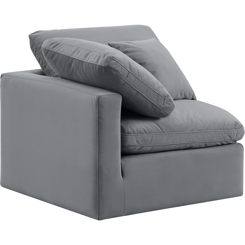 Bowery Hill Contemporary Durable Velvet Corner Chair in Gray