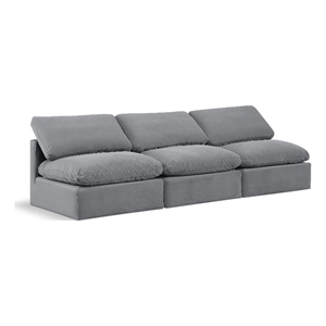 Bowery Hill Contemporary 105&quot Durable Velvet Modular Sofa in Gray