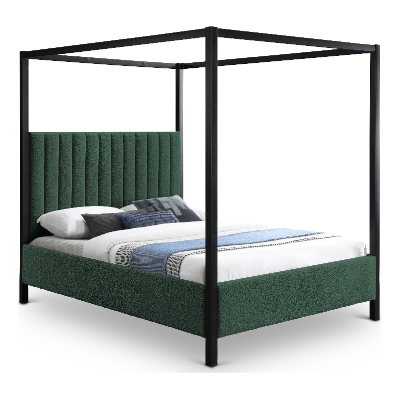 Bowery Hill Contemporary Rich Black Boucle Durable Fabric Full Bed