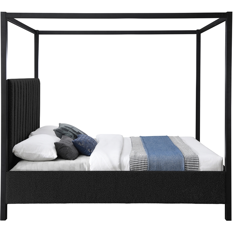 Bowery Hill Contemporary Rich Green Boucle Durable Fabric Queen Bed