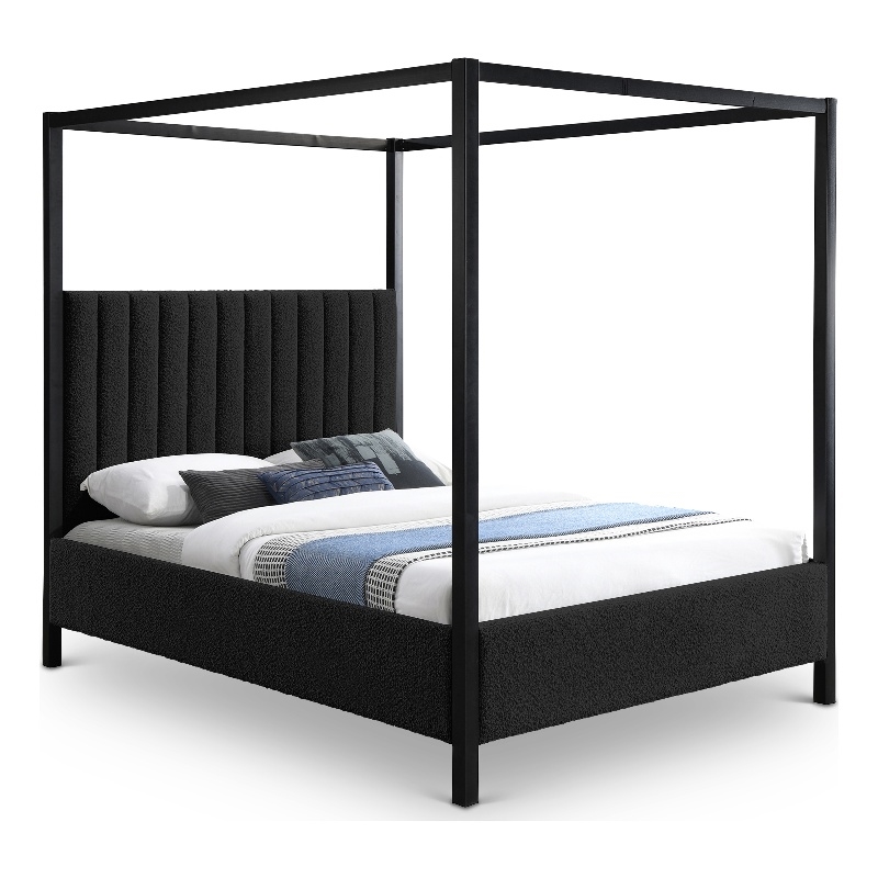 Bowery Hill Contemporary Rich Green Boucle Durable Fabric Queen Bed
