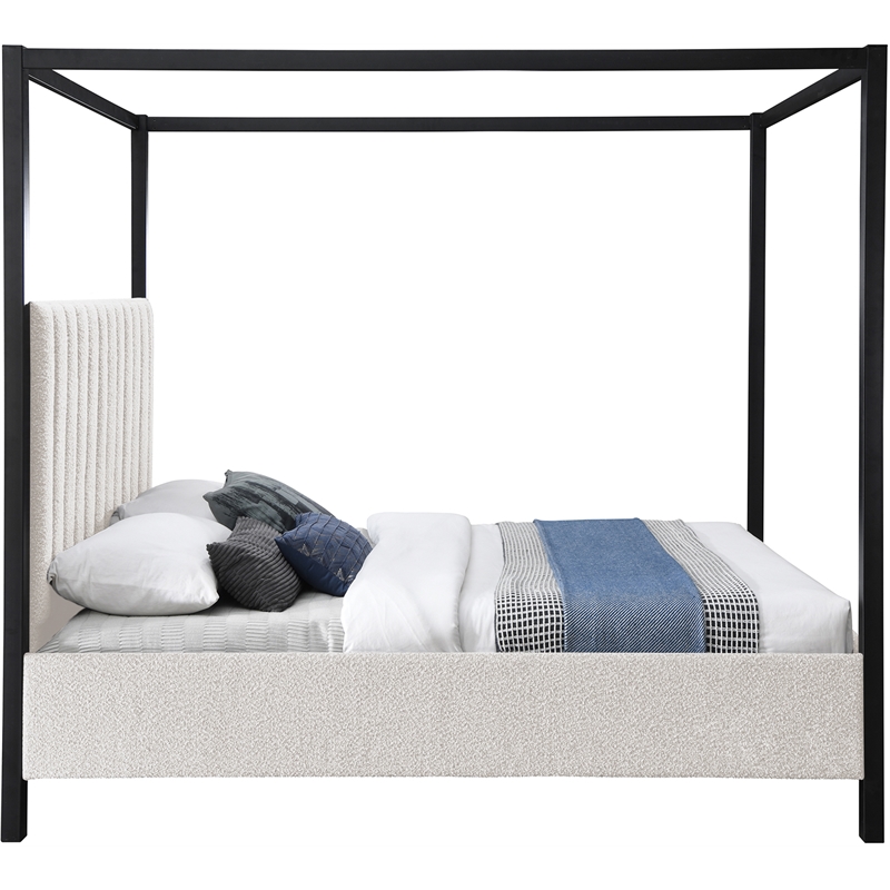 Bowery Hill Contemporary Rich Grey Boucle Durable Fabric Queen Bed