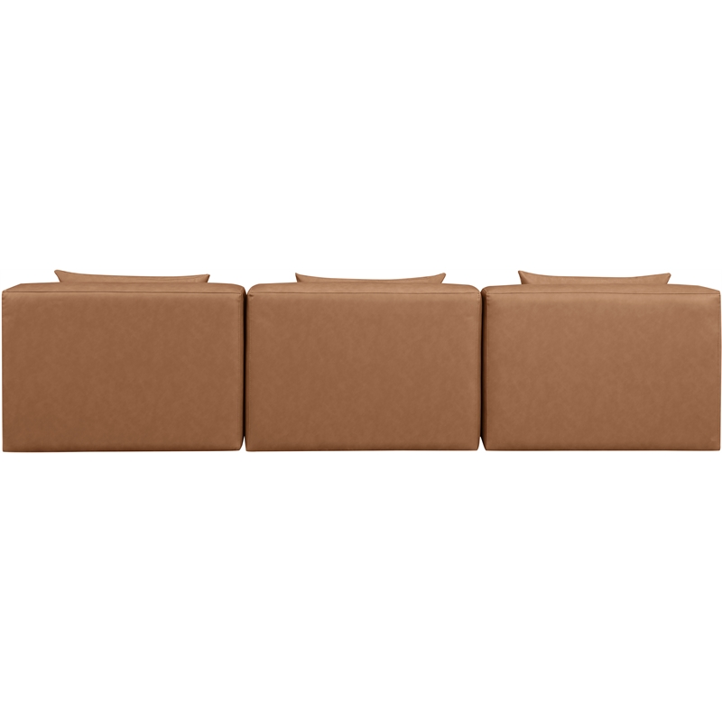 Bowery Hill Contemporary Brown Vegan Leather 3-Piece Modular Sofa