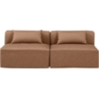 Bowery Hill Contemporary Brown Vegan Leather 2-Piece Modular Sofa