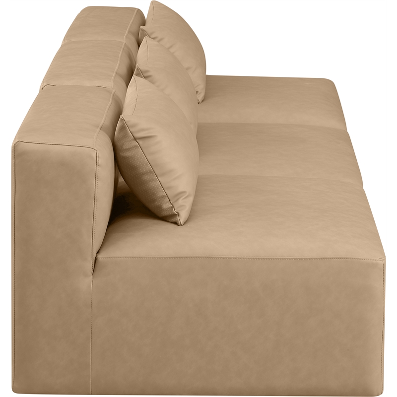 Bowery Hill Contemporary Tan Vegan Leather 3-Piece Modular Sofa