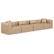 Bowery Hill Contemporary Tan Vegan Leather 4-Piece Modular Sofa