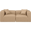 Bowery Hill Contemporary Tan Vegan Leather 2-Piece Modular Sofa