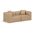 Bowery Hill Contemporary Tan Vegan Leather 2-Piece Modular Sofa