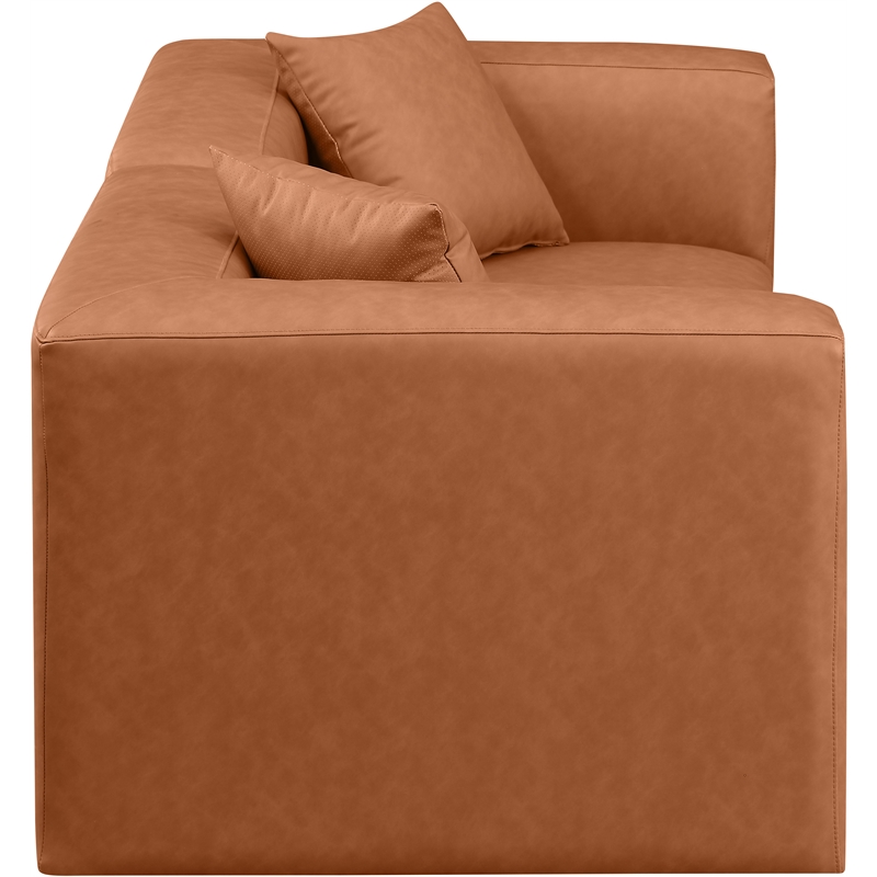 Bowery Hill Contemporary Cognac Vegan Leather 2-Piece Modular Sofa
