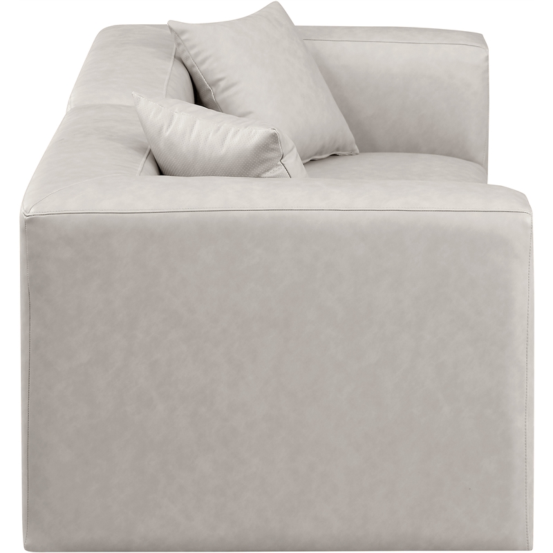 Bowery Hill Contemporary Cream Vegan Leather 2-Piece Modular Sofa