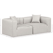 Bowery Hill Contemporary Cream Vegan Leather 2-Piece Modular Sofa