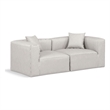 Bowery Hill Contemporary Cream Vegan Leather 2-Piece Modular Sofa