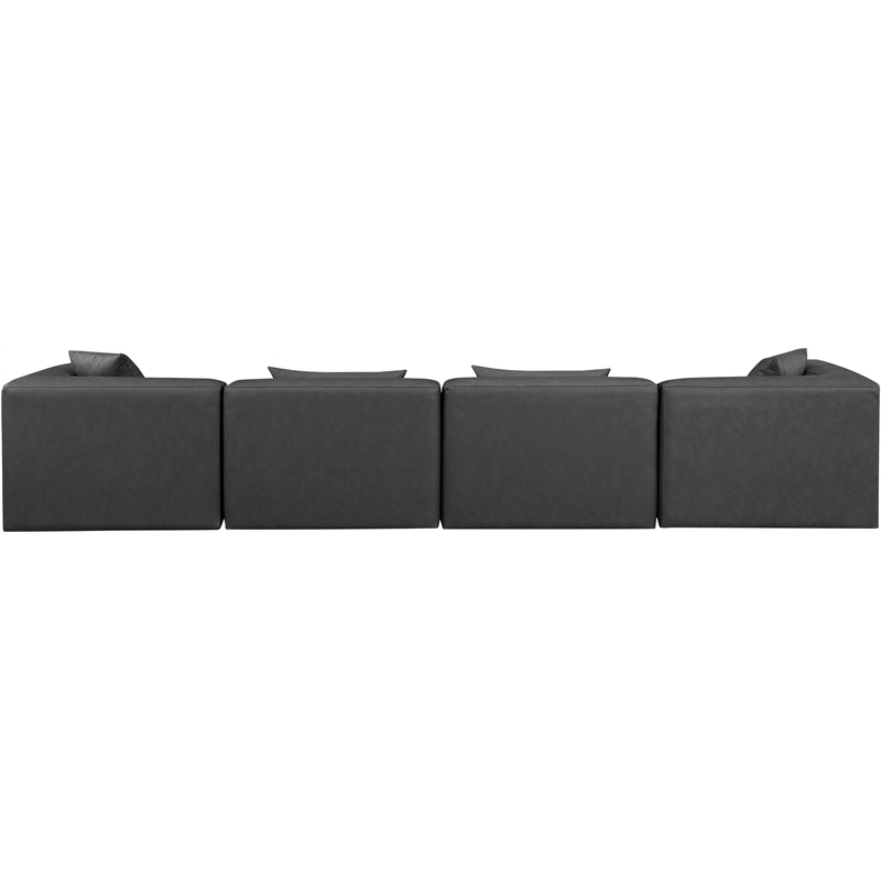 Bowery Hill Contemporary Charcoal Grey Vegan Leather 4-Piece Modular Sofa