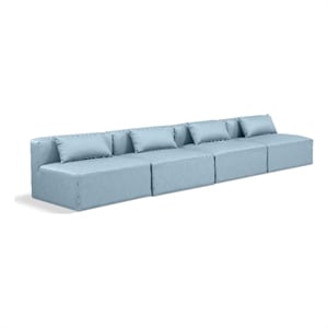 Bowery Hill Contemporary Light Blue Vegan Leather 4-Piece Modular Sofa