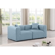 Bowery Hill Contemporary Light Blue Vegan Leather 2-Piece Modular Sofa