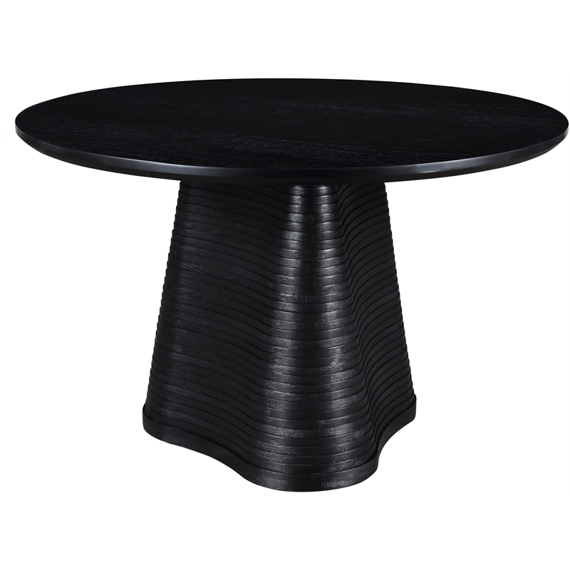 Bowery Hill Contemporary Black Wood and Oak Veneer Dining Table