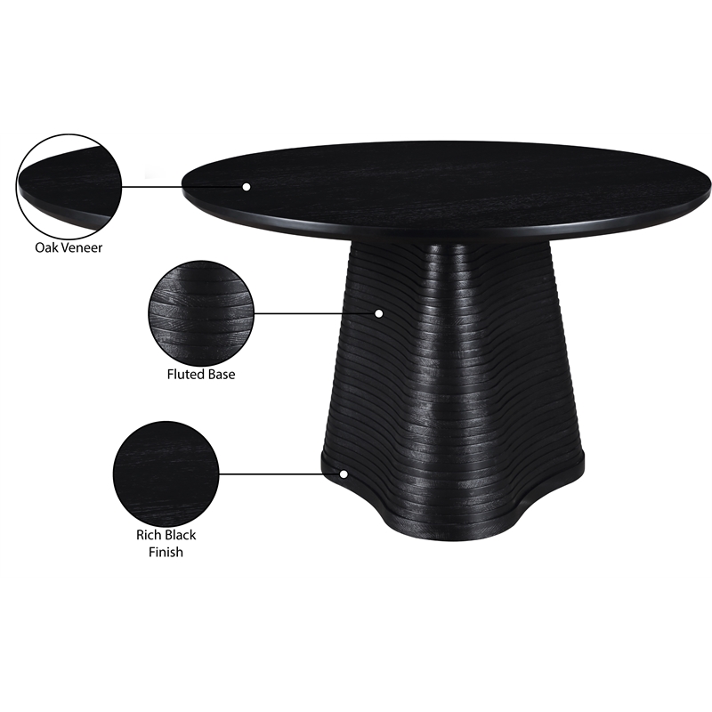 Bowery Hill Contemporary Black Wood and Oak Veneer Dining Table
