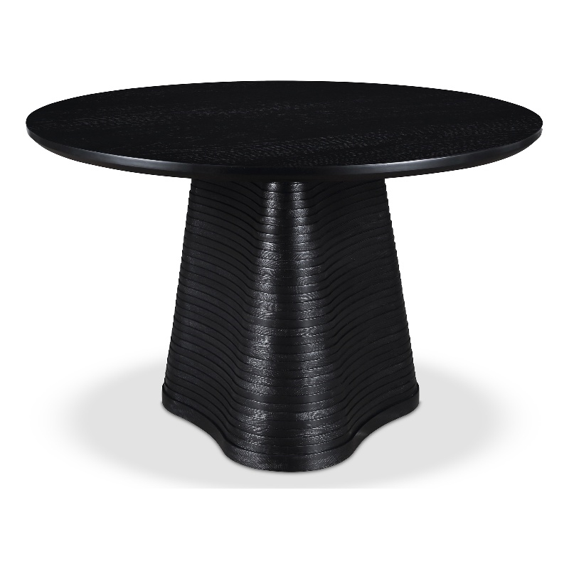 Bowery Hill Contemporary Black Wood and Oak Veneer Dining Table
