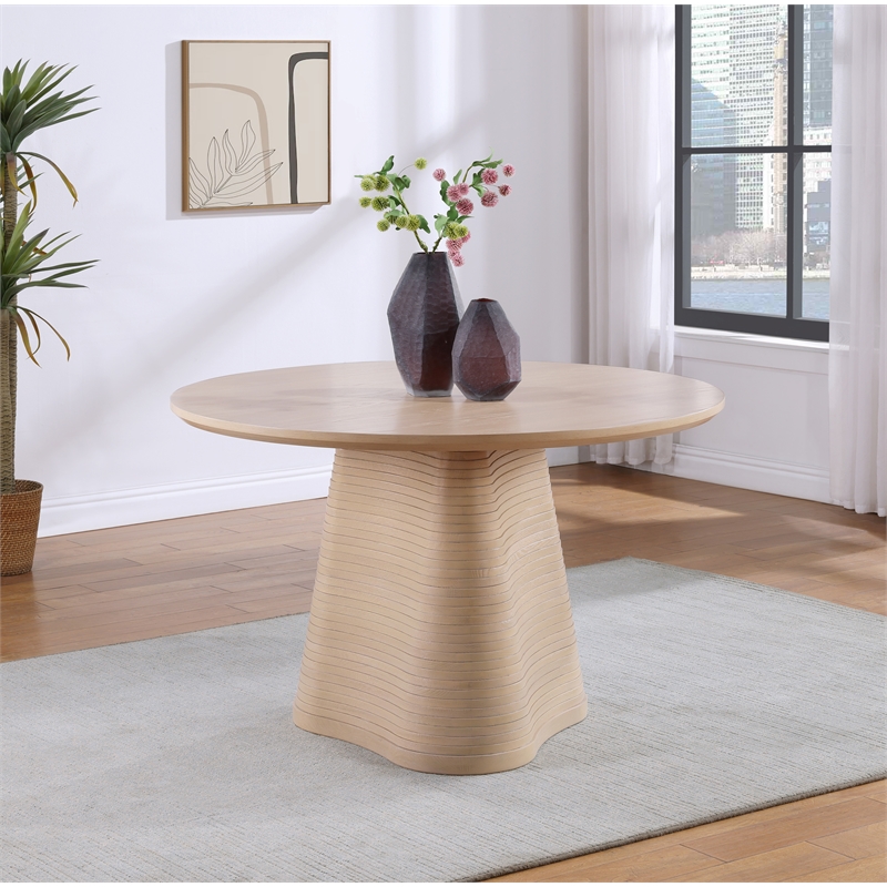 Bowery Hill Contemporary Natural Wood and Oak Veneer Dining Table