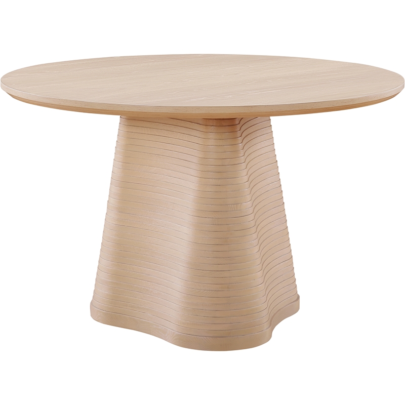 Bowery Hill Contemporary Natural Wood and Oak Veneer Dining Table