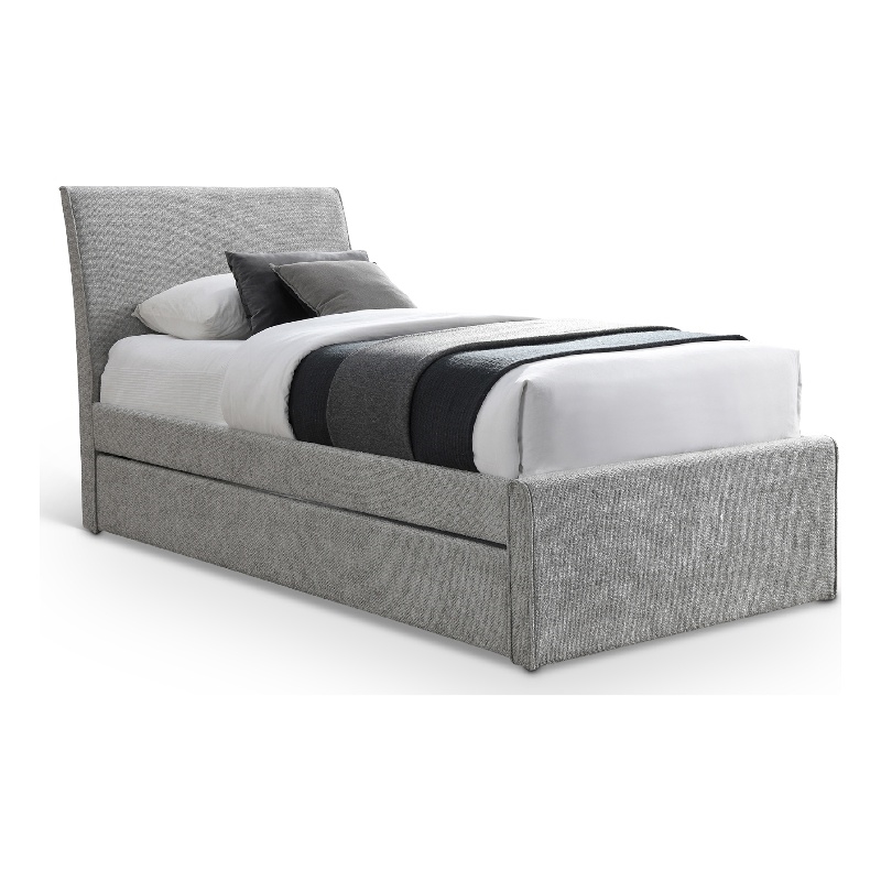 Bowery Hill Contemporary Grey Chenille Fabric Twin Trundle Bed