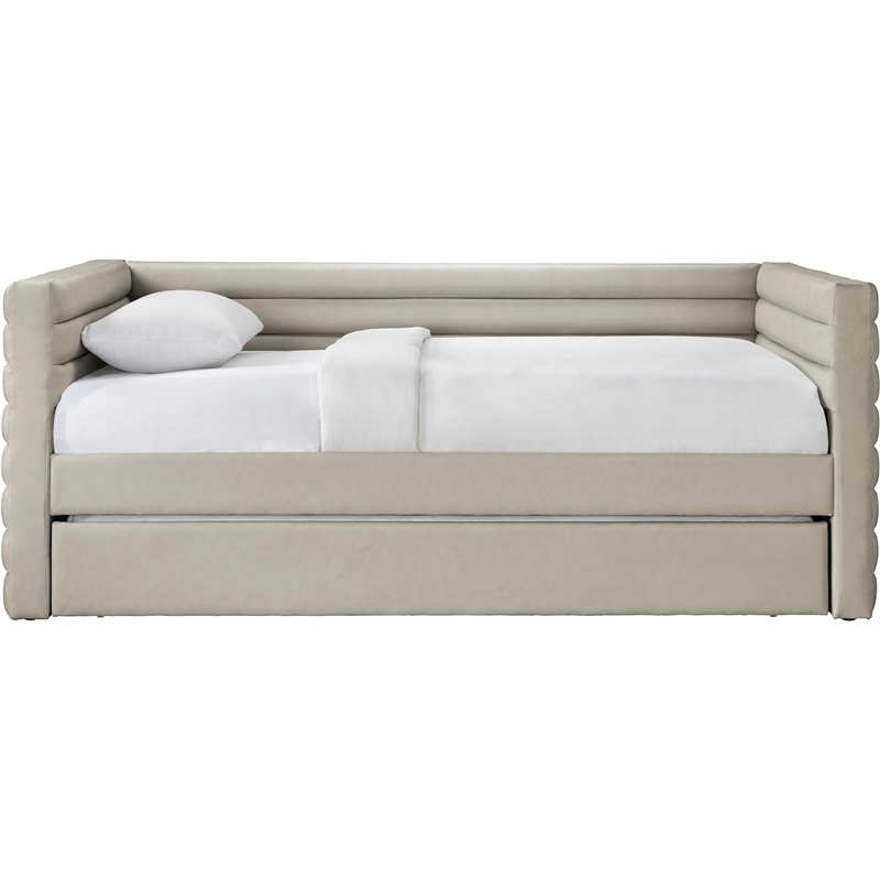 Bowery Hill Contemporary Soft Beige Vegan Leather Twin Daybed
