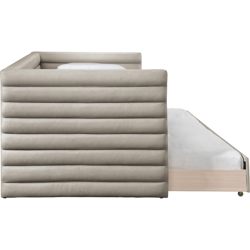 Bowery Hill Contemporary Soft Beige Vegan Leather Twin Daybed