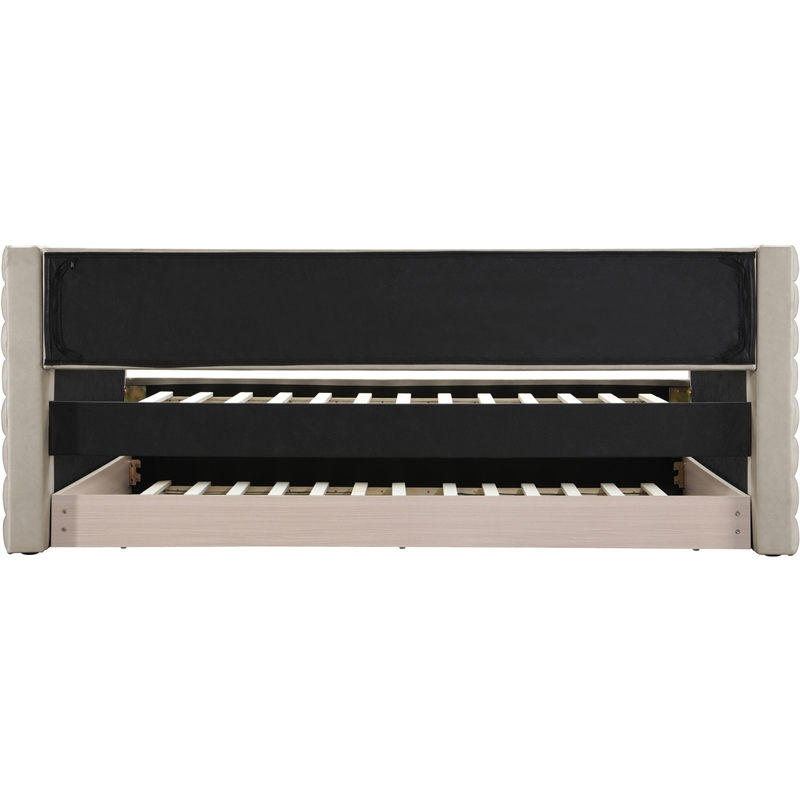 Bowery Hill Contemporary Soft Beige Vegan Leather Twin Daybed