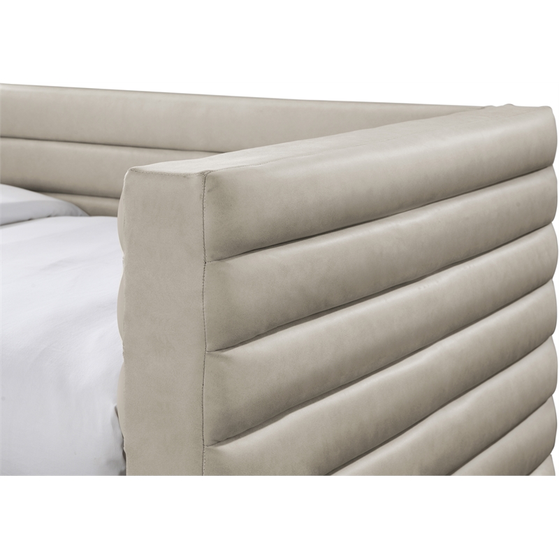 Bowery Hill Contemporary Soft Beige Vegan Leather Twin Daybed