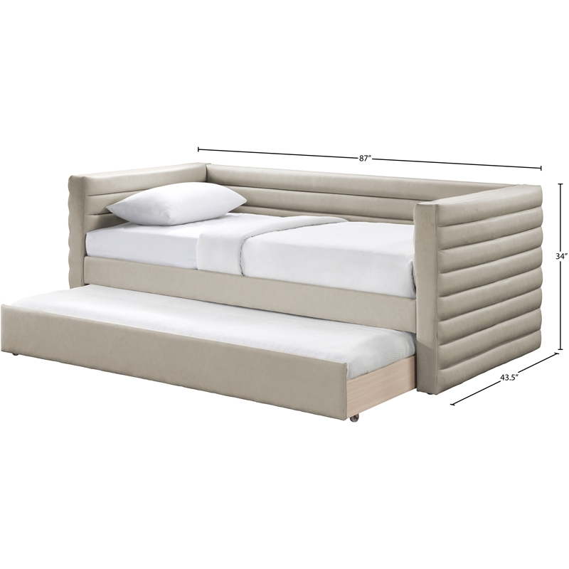 Bowery Hill Contemporary Soft Beige Vegan Leather Twin Daybed