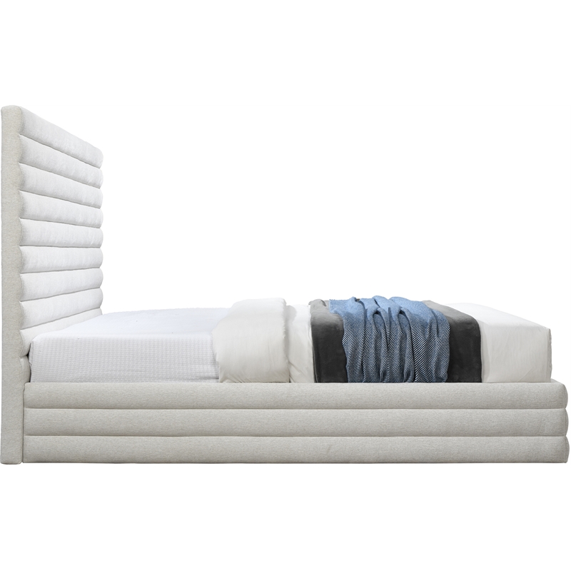 Bowery Hill Contemporary Cream Linen Textured Fabric Full Bed