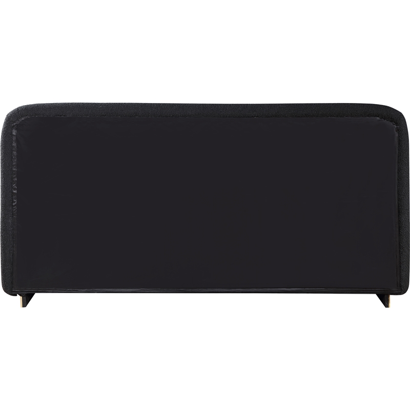 Bowery Hill Contemporary Rich Black Boucle Durable Fabric Queen Bed